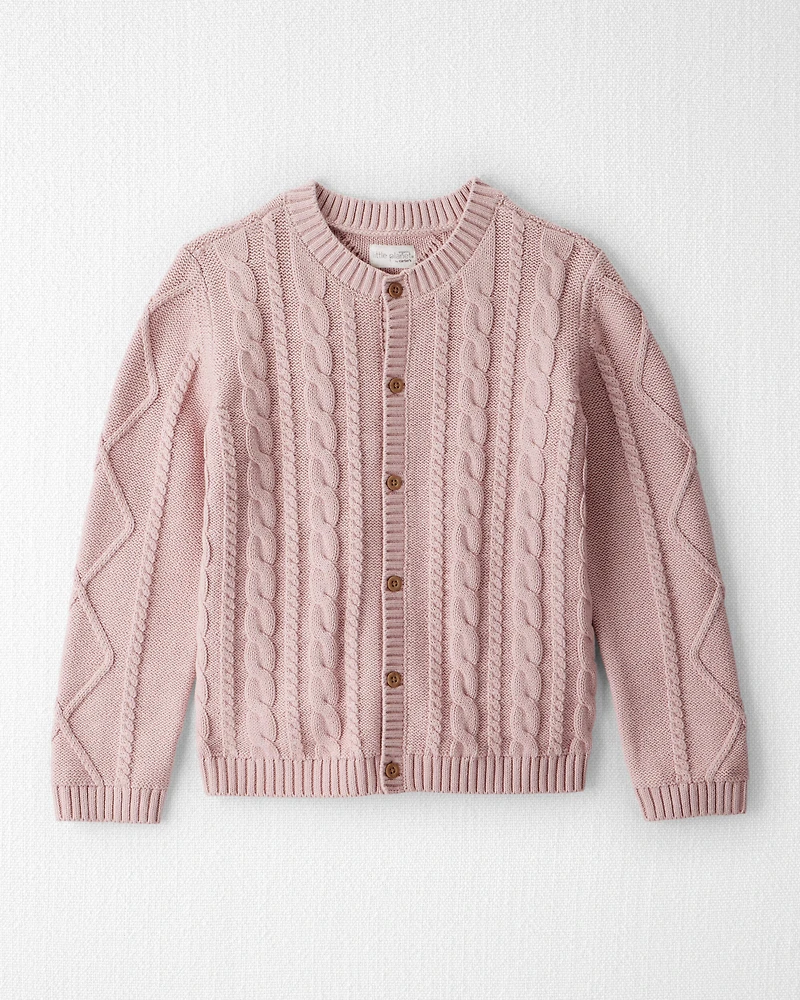 Girls Organic Cotton Cable Knit Cardigan
