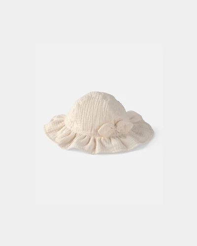 Baby Girl Bow Sun Hat - Ivory