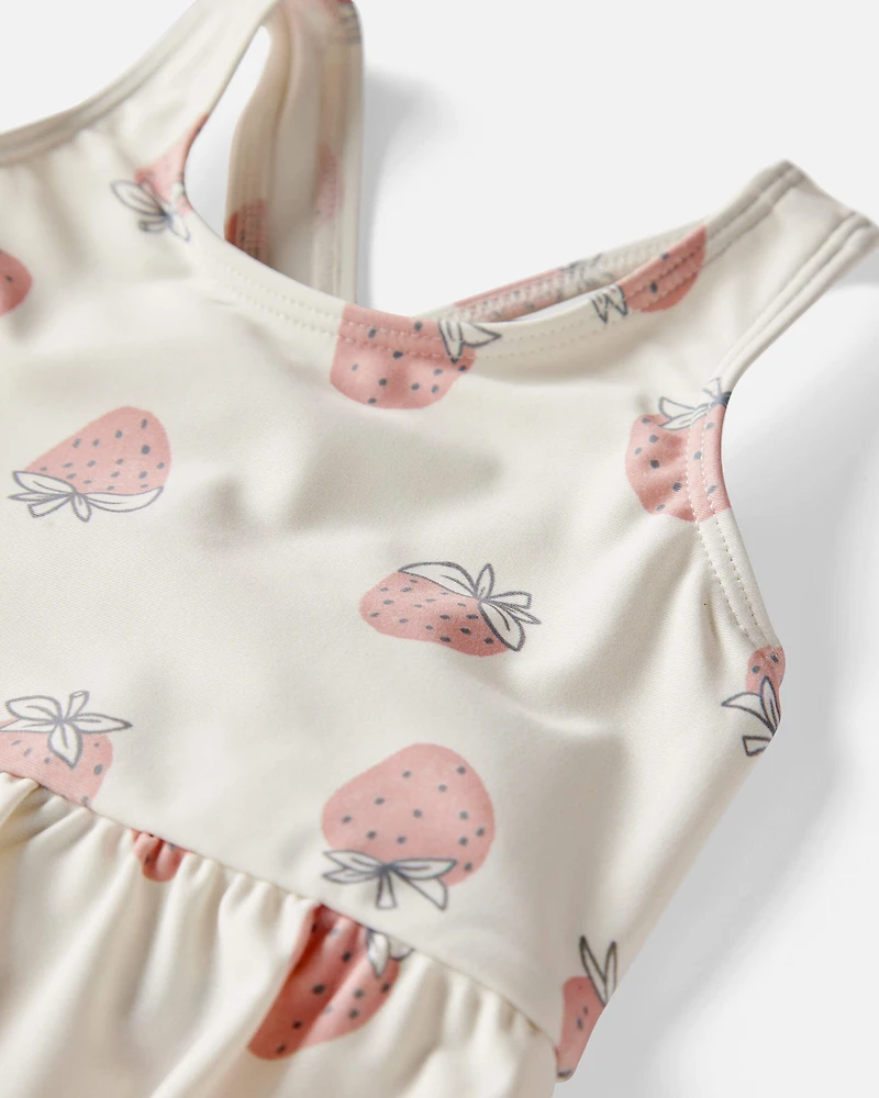 Baby Girl Recycled Strawberry-Print Swimsuit