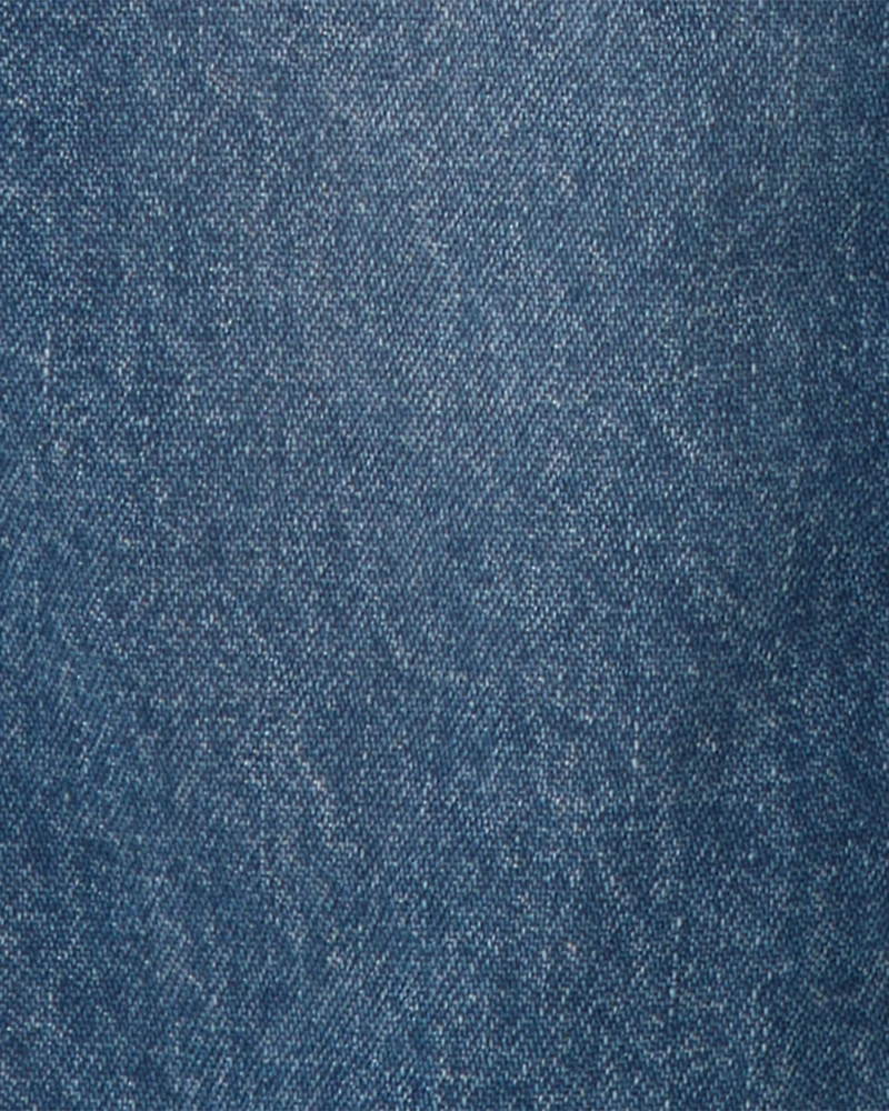 Baby Girl Wide-Leg Overalls - Medium Wash