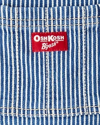 Toddler Hickory Stripe Knit-Like Denim Overalls - Blue/Ivory
