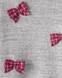 Toddler Girl Bow Cotton Long-Sleeve Sweater - Grey