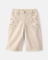 Baby Girl Floral Twill Pants - Cream