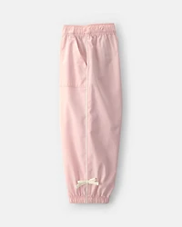 Toddler Girl Bow-Cuff Poplin Joggers - Pink