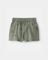 Baby Boy Cactus Drawstring Shorts - Olive