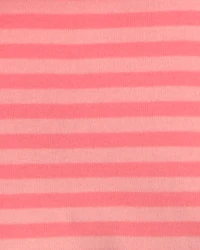 Girls Fruit 100% Cotton Short-Sleeve Snug Fit 4-Piece Pajama Set - Pink