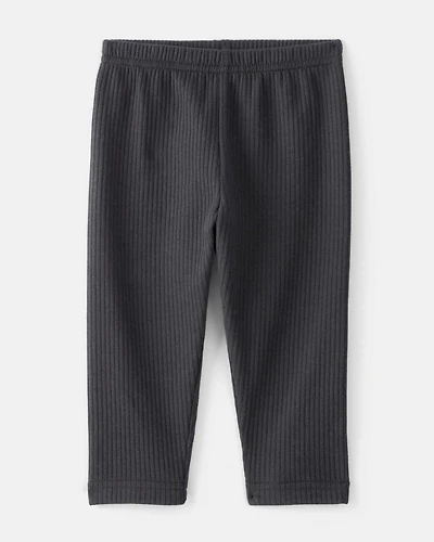 Baby Girl Pull-On Stretch Cozy Leggings - Black