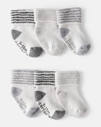 Baby 6-Pack Striped Ankle Socks - White/Grey