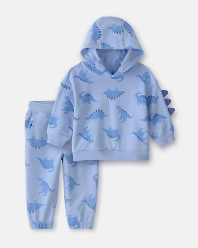 Toddler Boy 2-Piece Dinosaur French Terry Hoodie & Joggers Set - Blue