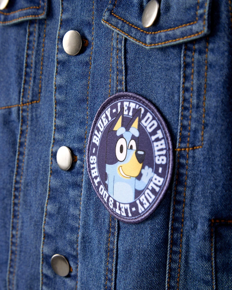 Toddler Girl 2-Piece Bluey Denim Jacket & Skirt Set - Blue