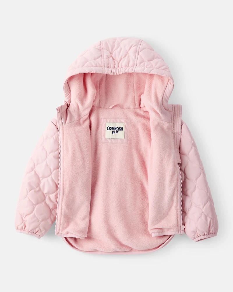 Toddler Girl Long-Sleeve Midweight Quilted Jacket - Pink