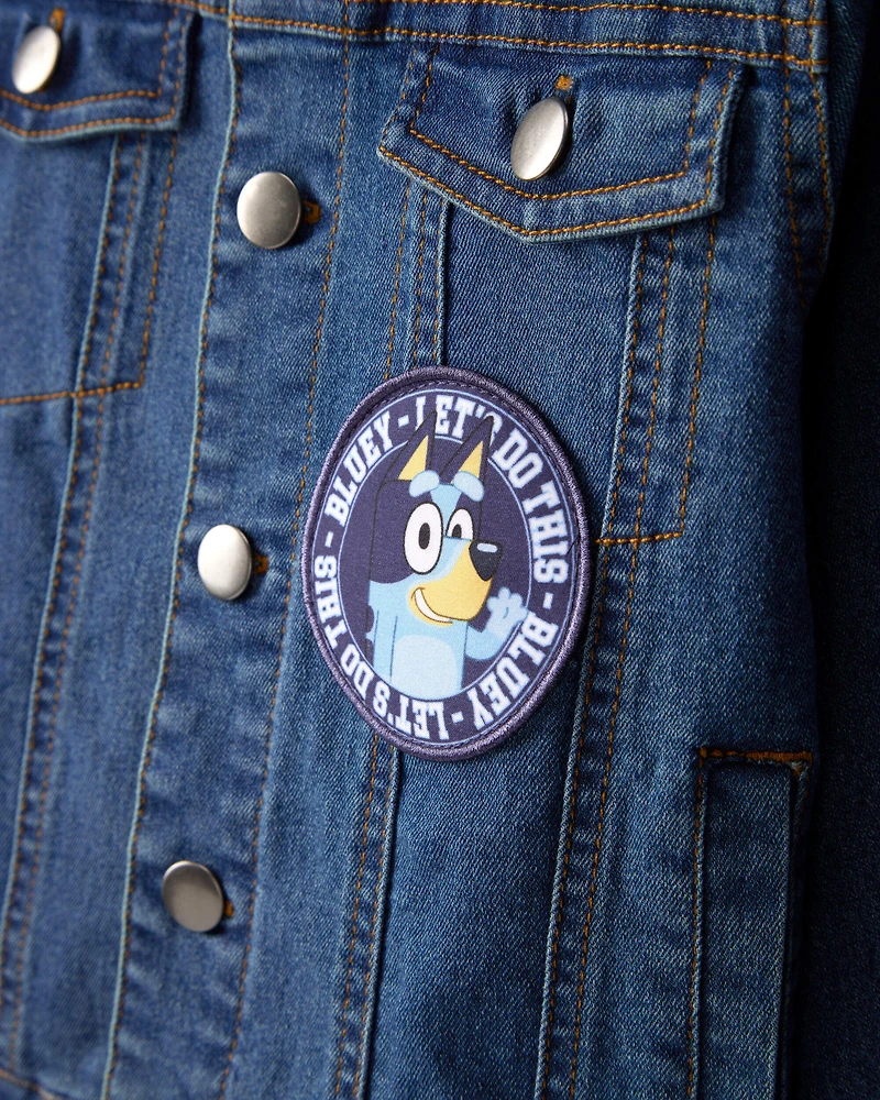 Baby Girl 2-Piece Bluey Denim Jacket & Skirt Set - Blue