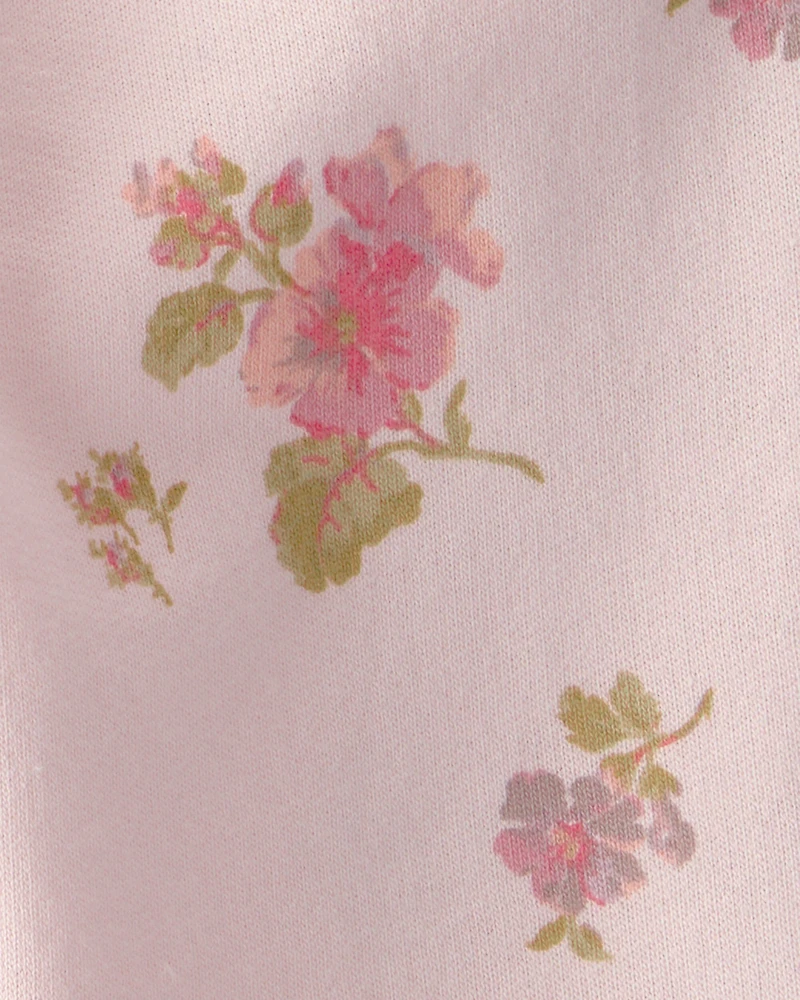 Baby Girl Floral Drawstring Knit Joggers - Pink