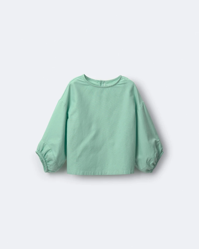Toddler Girl Blouson Cuffed Long-Sleeve Top - Green