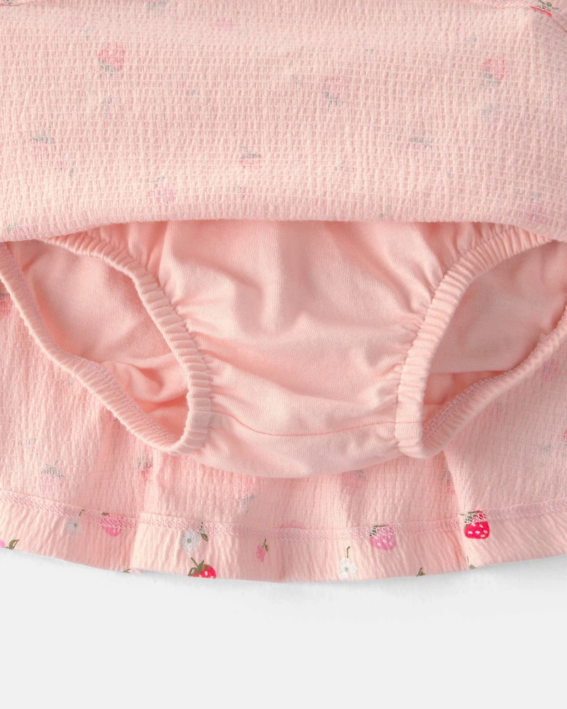 Baby Girl 2-Piece Strawberry Short-Sleeve Top & Skort Set - Pink