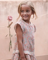 Toddler Girl Organic Cotton Gauze Dress in Meadow Mix Print