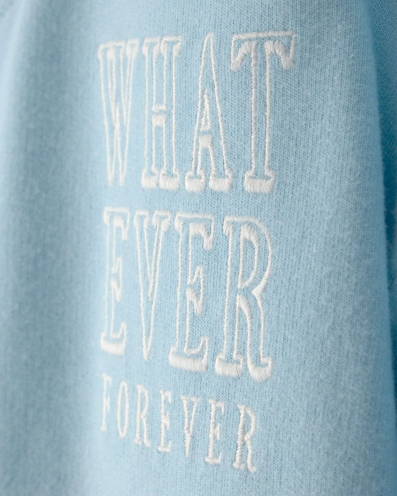 Girls 'Whatever Forever' French Terry Pullover Sweatshirt - Blue
