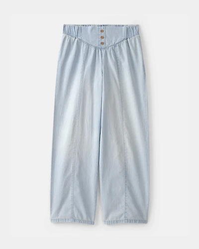 Girls Chambray Baggy Pants - Light Wash