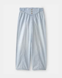 Girls Chambray Baggy Pants - Light Wash