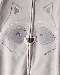 Baby Boy Raccoon DreamPlush Long-Sleeve Snug Fit 1-Piece Pajamas - Grey