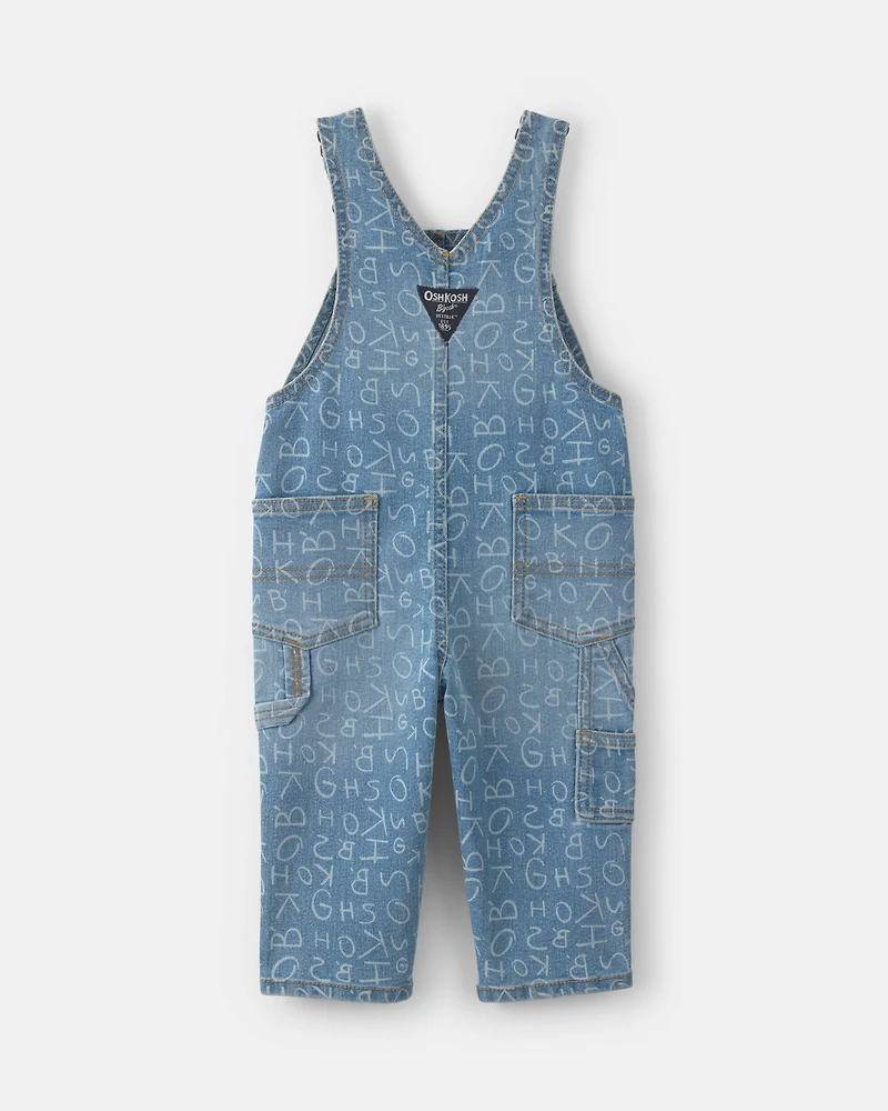 Baby Alphabet Overalls - Light Wash