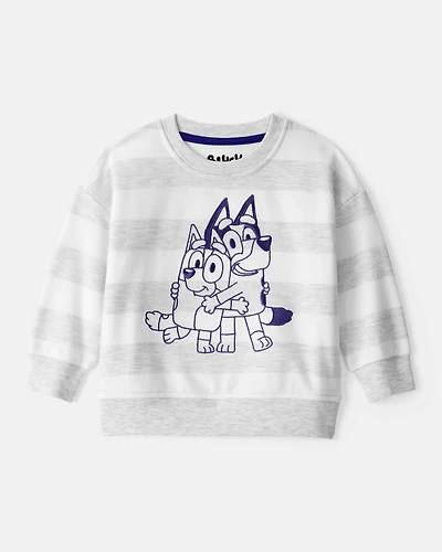 Baby Bluey Striped French Terry Pullover - Grey