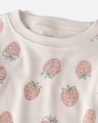 Toddler Girl 2-Piece Organic Cotton Ribbed Pajama Set in Strawberry Print