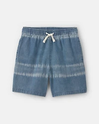 Boys Tie-Dye Denim Shorts - Medium Wash