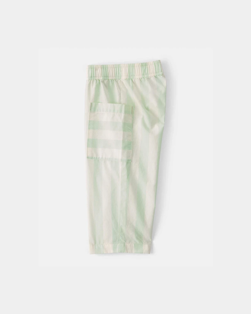 Baby Girl Striped Pants - Green/Ivory