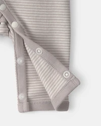 Baby Striped 100% Cotton Sleep & Play Pajama - Grey