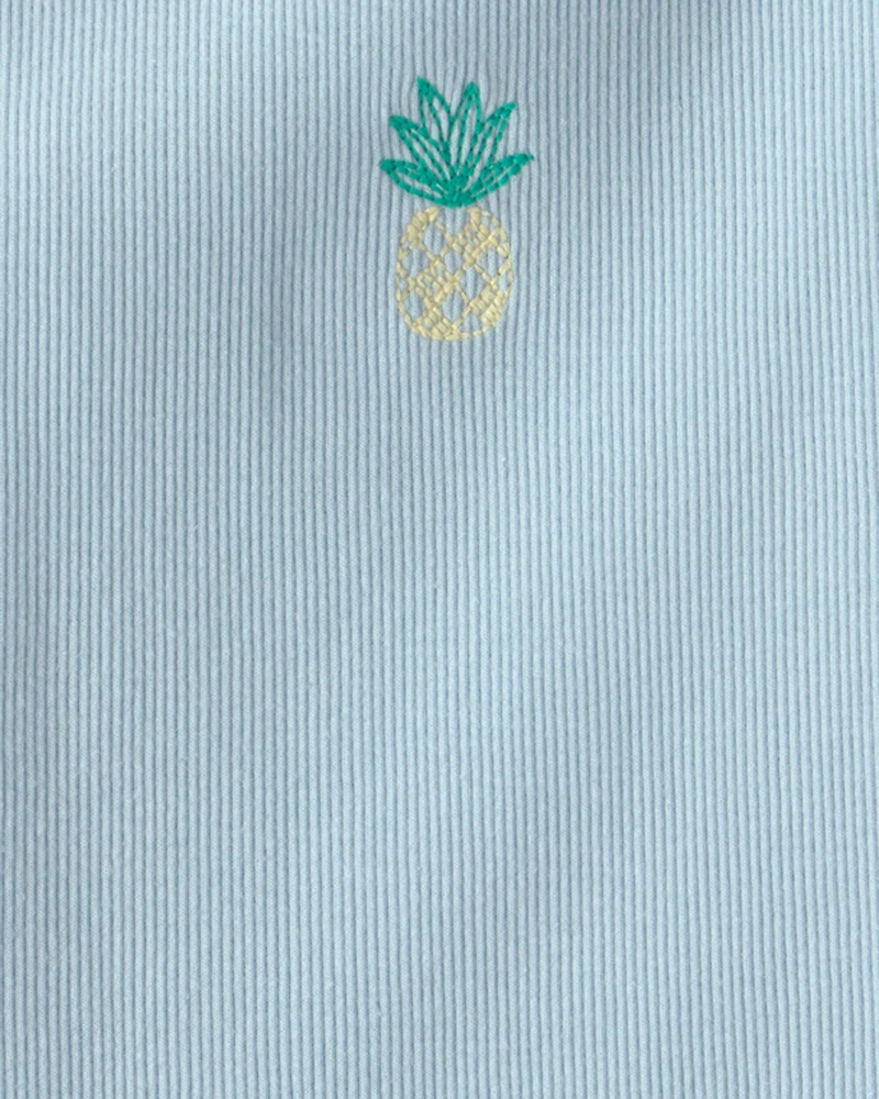 Girls Pineapple Embroidered Tank Top - Blue