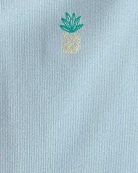Girls Pineapple Embroidered Tank Top - Blue