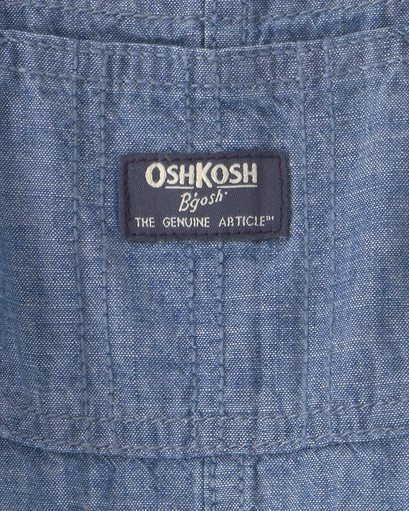 Baby Boy Chambray Cuffed Overalls - Medium Wash
