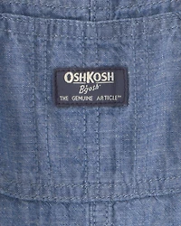 Baby Boy Chambray Cuffed Overalls - Medium Wash