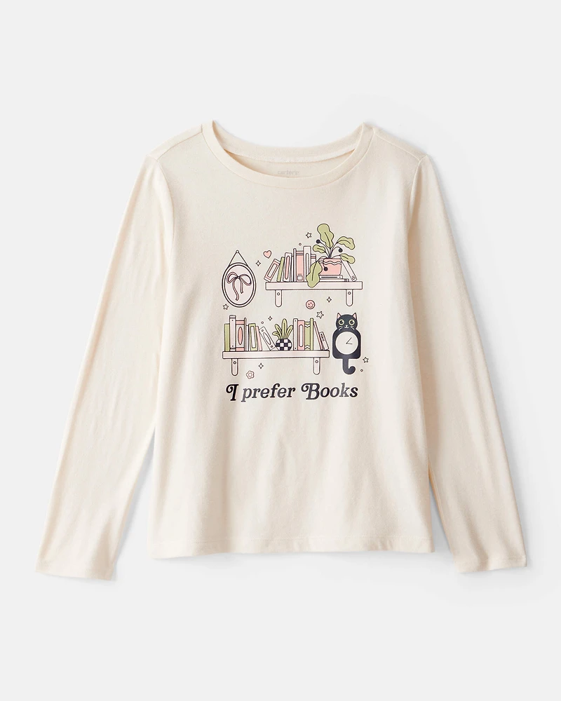 Girls I Prefer Books Long-Sleeve Graphic Tee - White