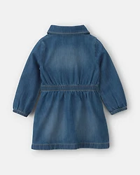 Baby Girl Denim Long-Sleeve Dress - Medium Wash