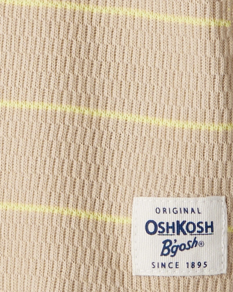 Toddler Striped Long-Sleeve Hooded Top - Beige