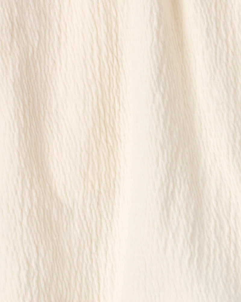 Girls Palm Tree Embroidered Gauze Shorts - Cream