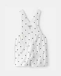 Toddler Girl Polka Dot Shortalls - White/Blue