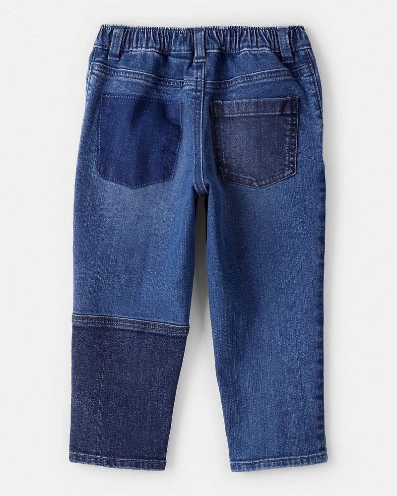 Toddler Boy Dark Wash Patchwork Jeans