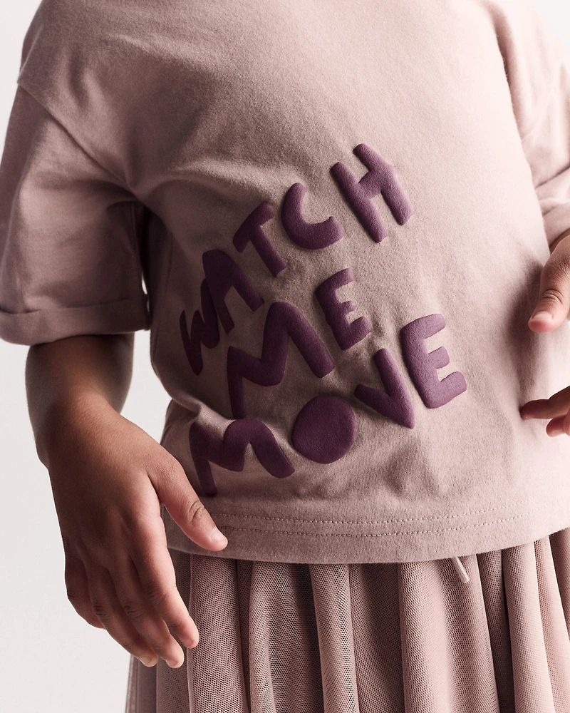 Toddler 'Watch Me Move' Rolled Cuff Tee - Mauve