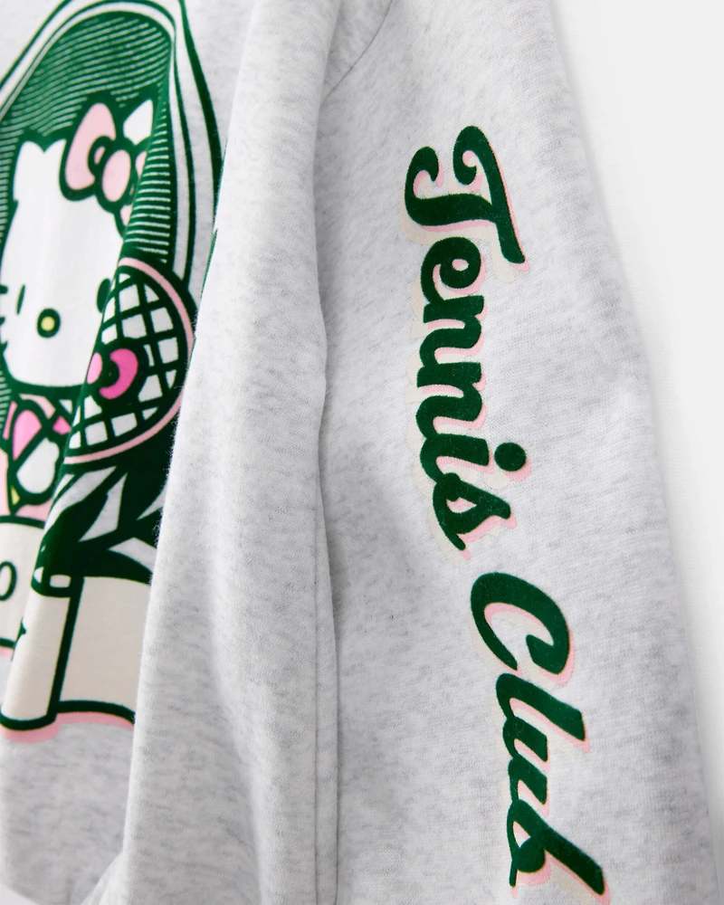 Girls 2-Piece Hello Kitty® Pullover Sweatshirt & Sweatpants Set - Grey