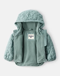 Baby Girl Floral Quilted Long-Sleeve Midweight Jacket - Green