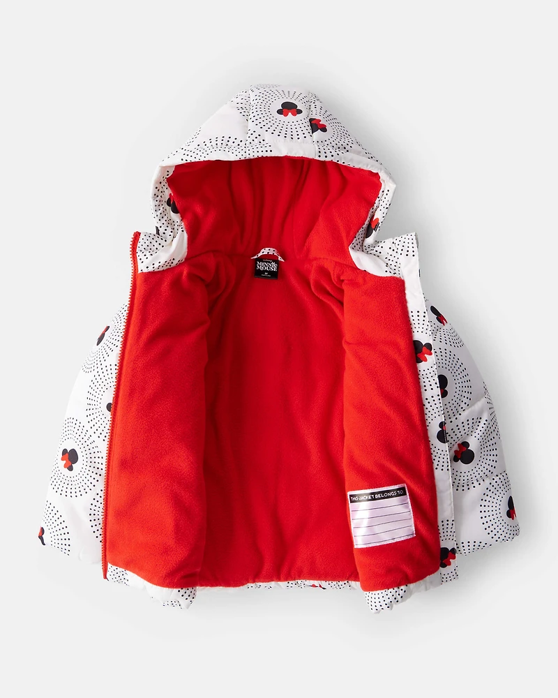 Toddler Girl Disney© Minnie Mouse Hooded Heavyweight Winter Jacket - White