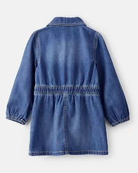 Toddler Girl Cotton Long-Sleeve Denim Dress - Blue