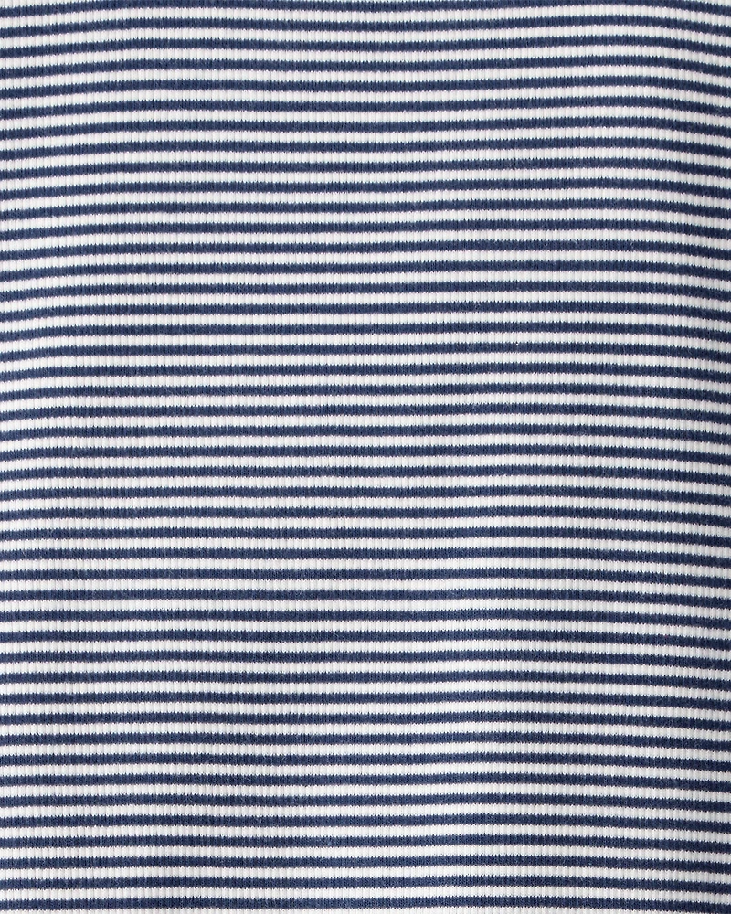 Kid Striped Mock Neck Ribbed Top - Navy