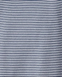 Kid Striped Mock Neck Ribbed Top - Navy