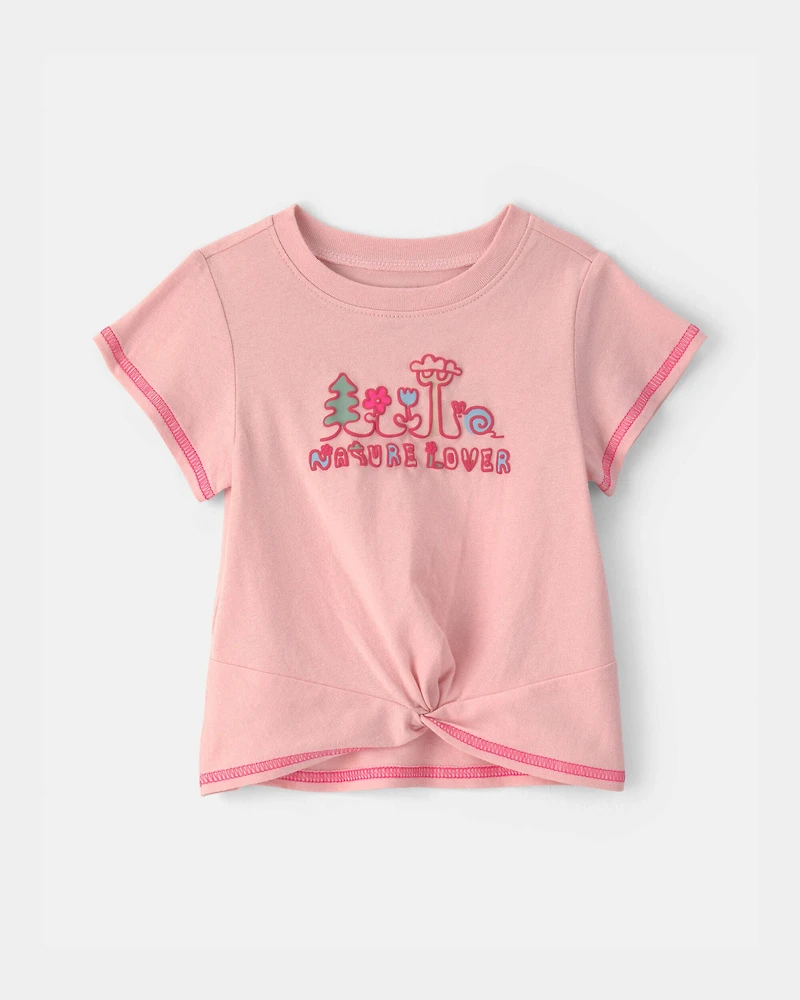Baby Girl 'Nature Lover' Short-Sleeve Tie Top - Pink
