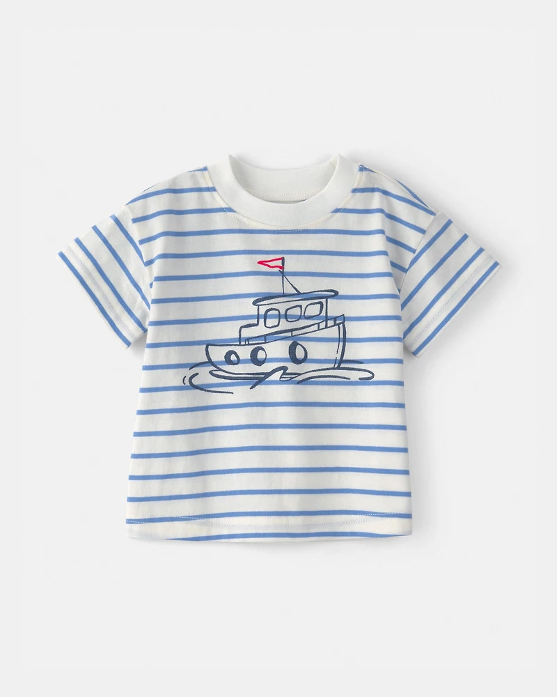 Baby Boy 3-Piece Nautical Short-Sleeve Tops & Short Set - Blue