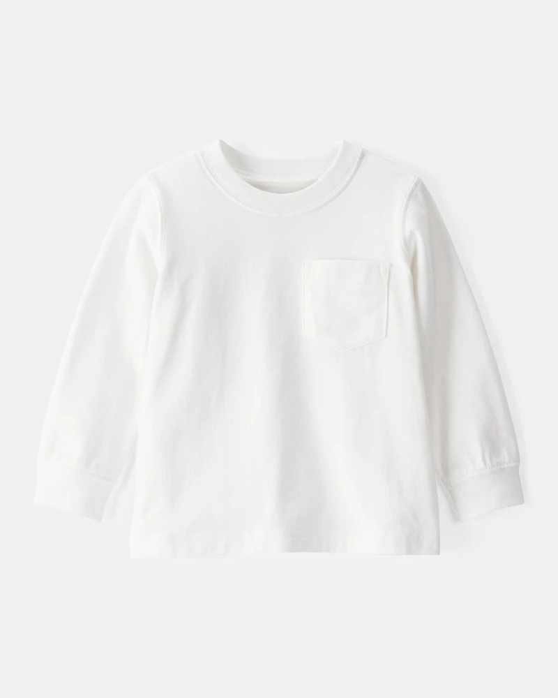 Long-Sleeve Pocket Tee - White